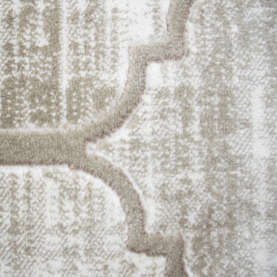 Designer Teppich Marokkanisches Muster in Beige Creme
