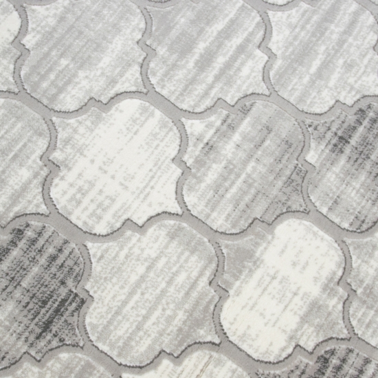 Designer Teppich Marokkanisches Muster in Grau Beige