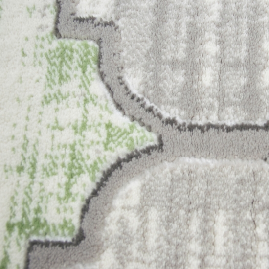 Designer Teppich Marokkanisches Muster in Grau Lila Senfgelb