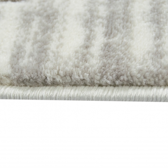 Designer Teppich Marokkanisches Muster in Grau Lila Senfgelb