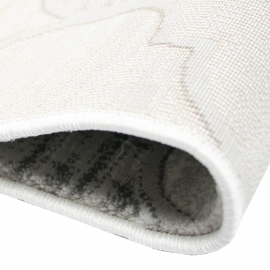 Designer Teppich Marokkanisches Muster in Grau Lila Senfgelb