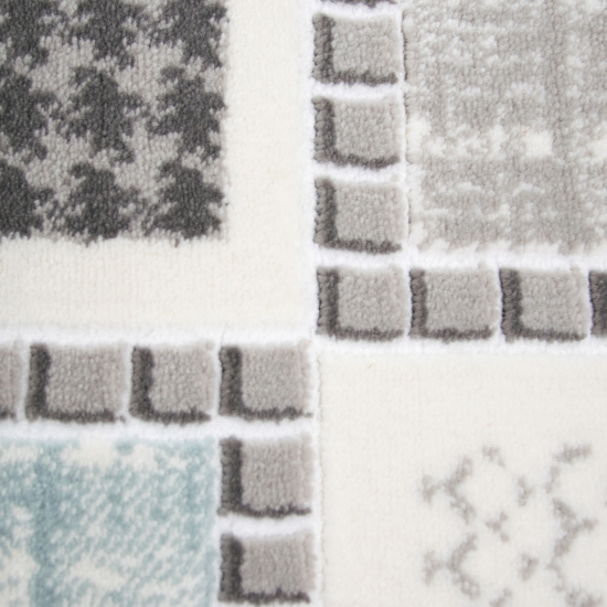 Preview: Designer Kurzflor mit Karomuster in Lila Blau Grün Grau