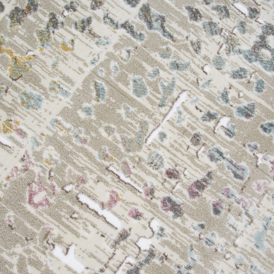 Designer Teppich in Lila Senfgelb Türkis