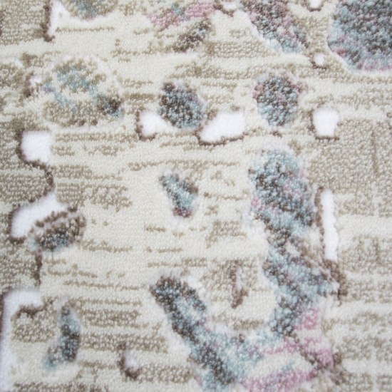 Designer Teppich in Lila Senfgelb Türkis