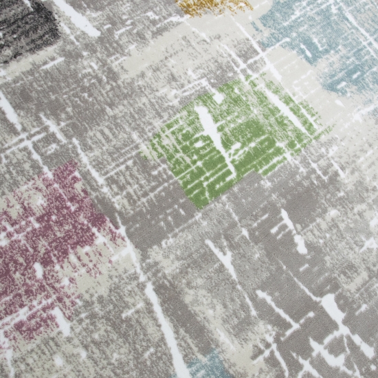 Designer Teppich in Lila Beige Grün Blau