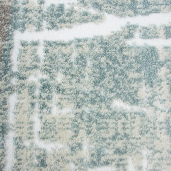 Designer Teppich in Lila Beige Grün Blau