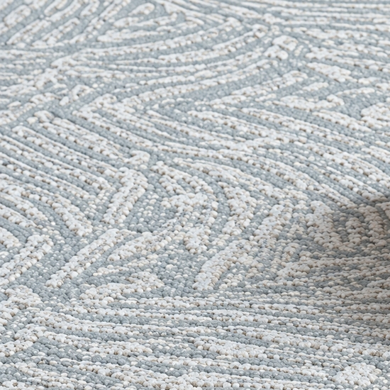 Preview: Robuster Teppich Creme mit modernem Linienmuster und Fransen