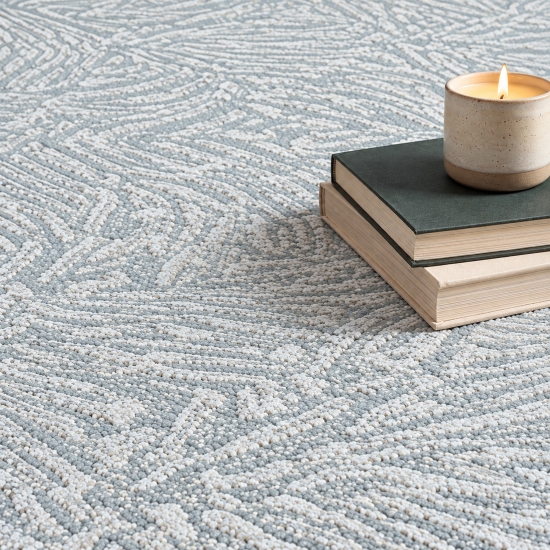 Robuster Teppich Creme mit modernem Linienmuster und Fransen