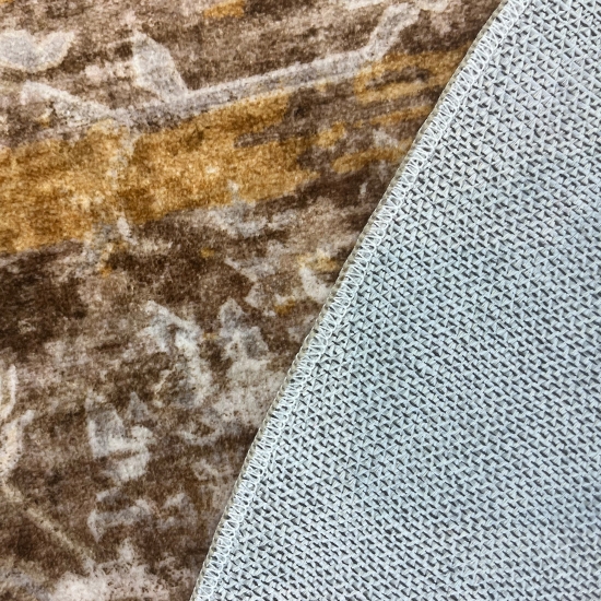 Preview: Brauner Teppich mit floralem Vintage-Muster für vielseitige Räume