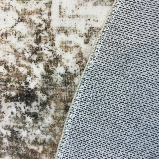Preview: Beiger Teppich mit Vintage-Medaillon für vielseitige Wohnbereiche