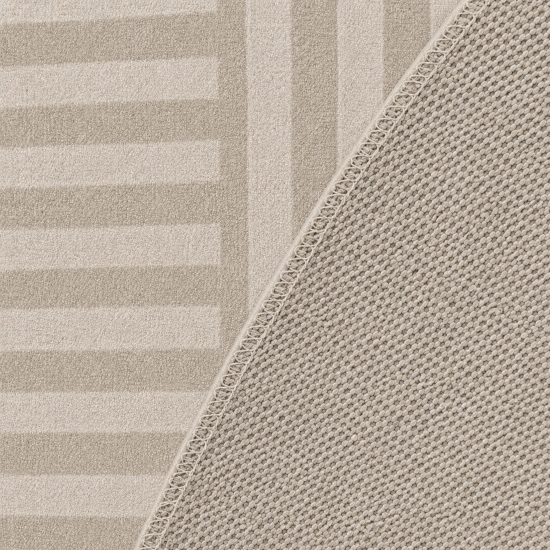 Preview: Beiger Teppich Modern mit Linienmotiv für Wohn- und Schlafräume