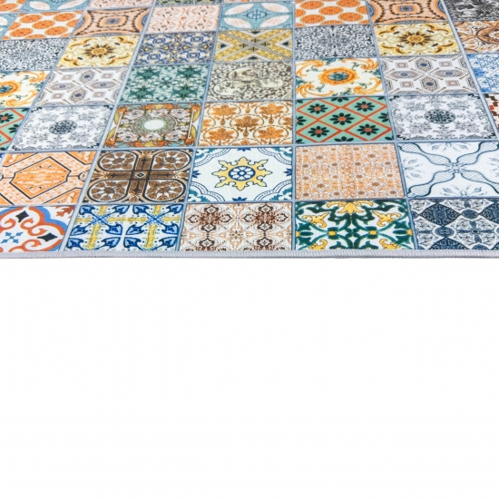 Waschbarer Küchenläufer-Teppich  mit Fliesenmuster in bunt