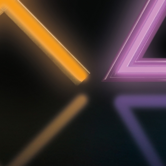 Gamingteppich rutschfest im leuchtenden Geometrischen Muster Neonfarben