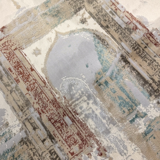 Preview: Gebetsteppich mit Moschee-Tor Motiv in hellen Naturtönen