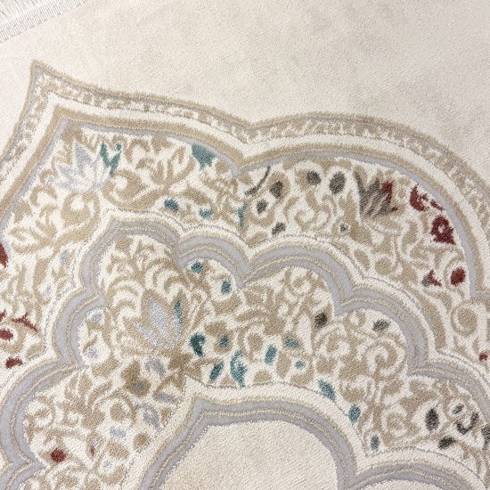 Preview: Gebetsteppich mit Mihrab-Motiv und ornamentaler Verzierung in Creme