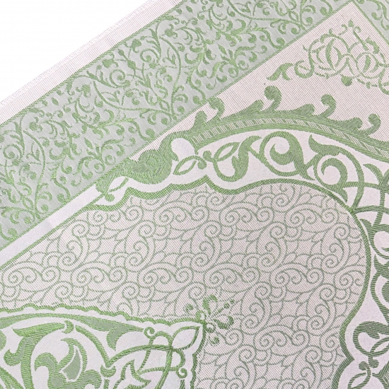 Preview: Gebetsteppich aus Taftstoff mit Geschenkbox und Tesbih leicht grün 65 x 110 cm