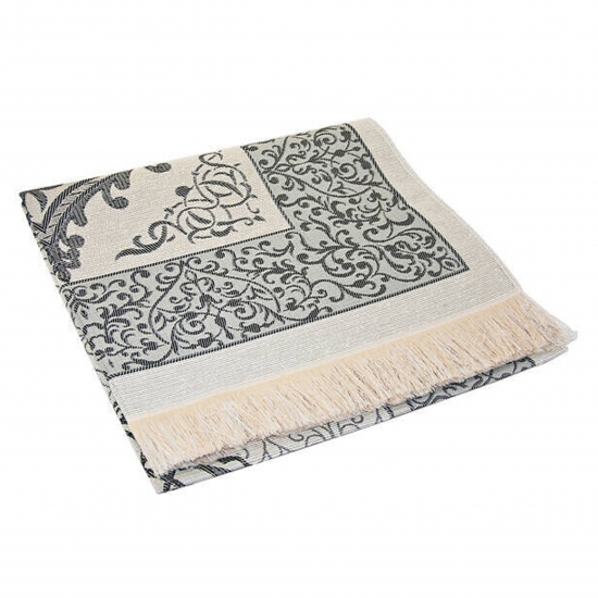 Preview: Gebetsteppich Taftstoff Grau 65 x 110 cm mit Geschenkbox und 99er Gebetskette – klassisches Set für Gebet & Besinnung