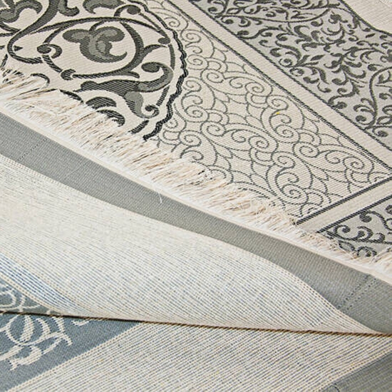 Gebetsteppich Taftstoff Grau 65 x 110 cm mit Geschenkbox und 99er Gebetskette – klassisches Set für Gebet & Besinnung