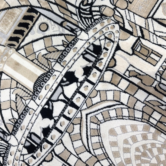 Preview: Gebetsteppich mit Moschee-Architektur Motiv in Schwarz und Beige