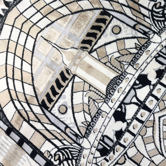 Preview: Gebetsteppich mit Moschee-Architektur Motiv in Schwarz und Beige