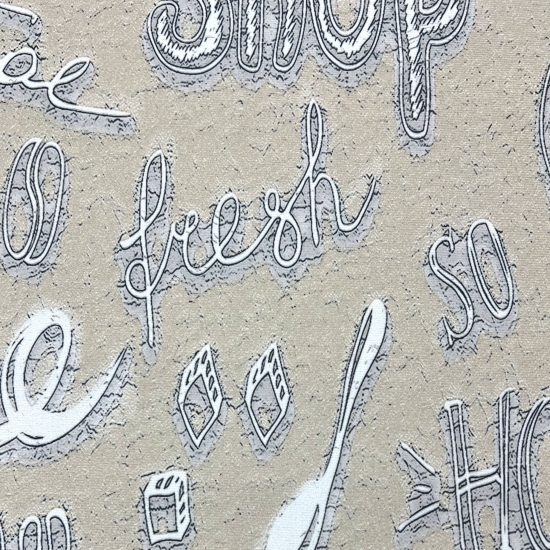 Preview: Waschbarer Küchen-Teppich mit „Coffee“ Schriftzug in weiß