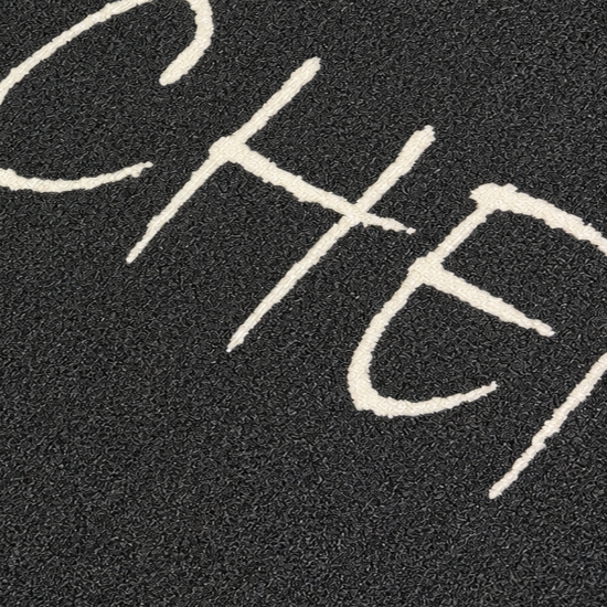 Küchenmatte mit Schriftmotiv, schmutzabweisend und pflegeleicht Schwarz
