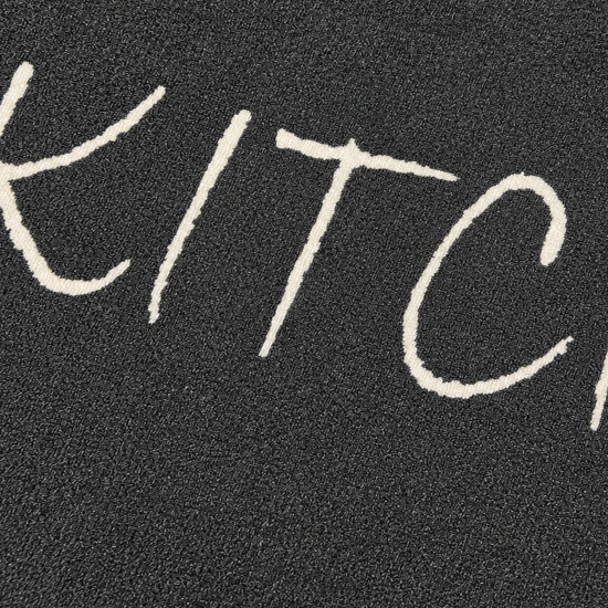 Küchenmatte mit Schriftmotiv, schmutzabweisend und pflegeleicht Schwarz