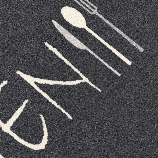 Küchenmatte mit Schriftmotiv, schmutzabweisend und pflegeleicht Schwarz