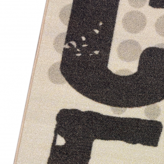 Preview: Küchenteppich Beige mit Coffee-Schriftzug, pflegeleicht und robust