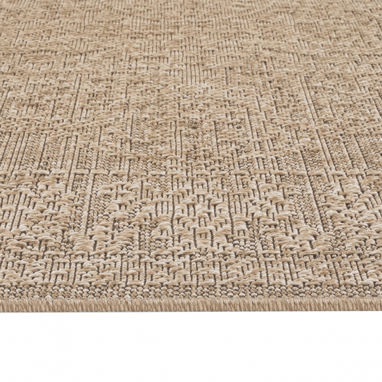 Pflegeleichter Teppich Beige für Wohnraum Balkon und Terrasse