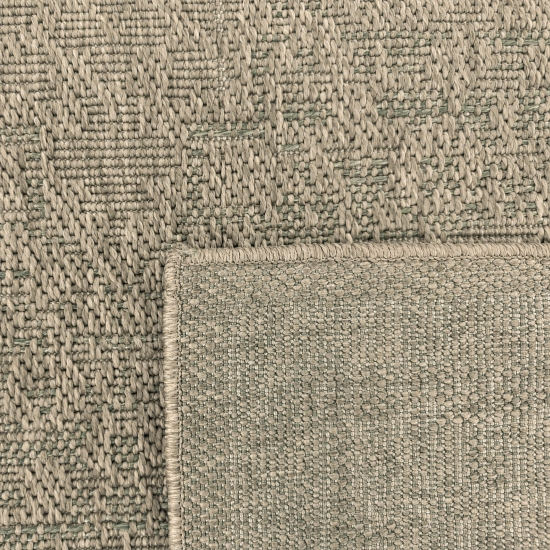 Teppich Grün Braun Flachgewebe für Wohnraum Balkon Terrasse