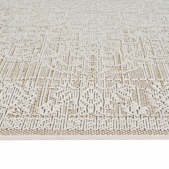 Teppich Beige Creme pflegeleicht für Wohnzimmer Balkon Terrasse
