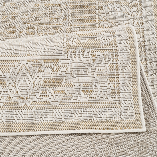 Teppich Beige Creme pflegeleicht für Wohnzimmer Balkon Terrasse