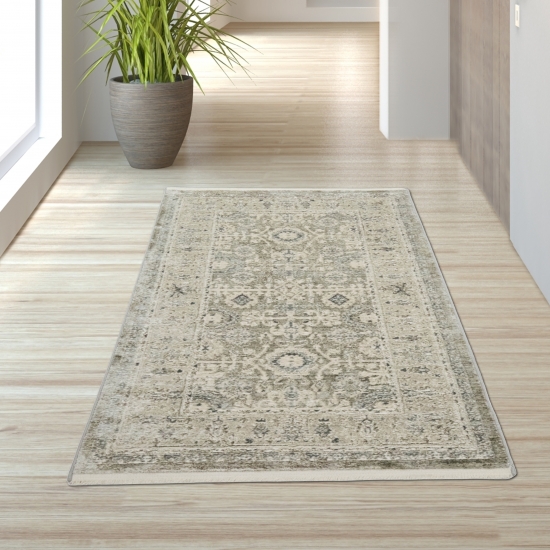 Preview: Vintage Teppich mit Ornamenten in creme beige Preview: Vintage Teppich mit Ornamenten in creme beige