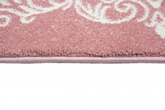 Preview: Designer Teppich mit Bordüre Pastellfarben Rosa Creme