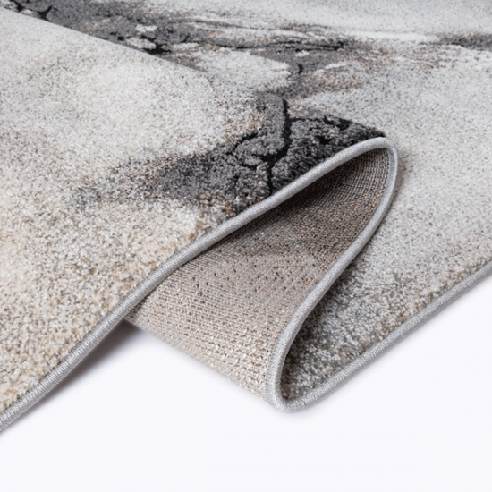 Preview: Teppich Grau Creme modern Steinoptik pflegeleicht robust Wohnzimmer