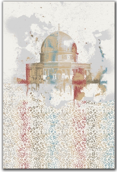 Gebetsteppich mit Moschee-Motiv in heller Farbgebung