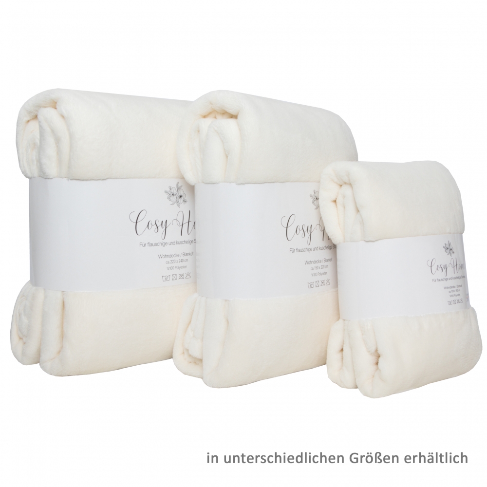 Bettdecken Tagesdecken flauschig weich für Couch & Sofa in creme