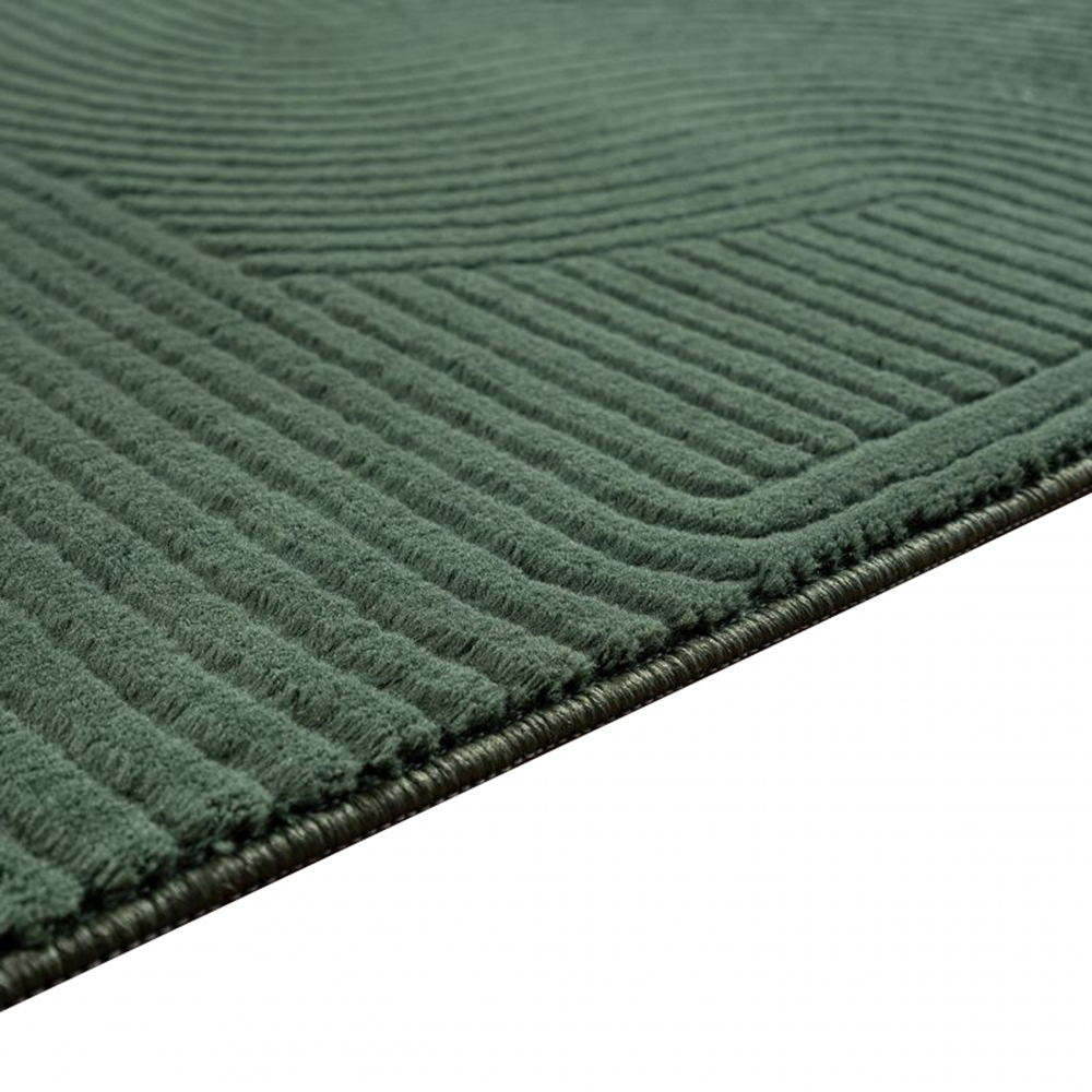 Flacher Wohnzimmerteppich Bogenmuster unifarben in grün