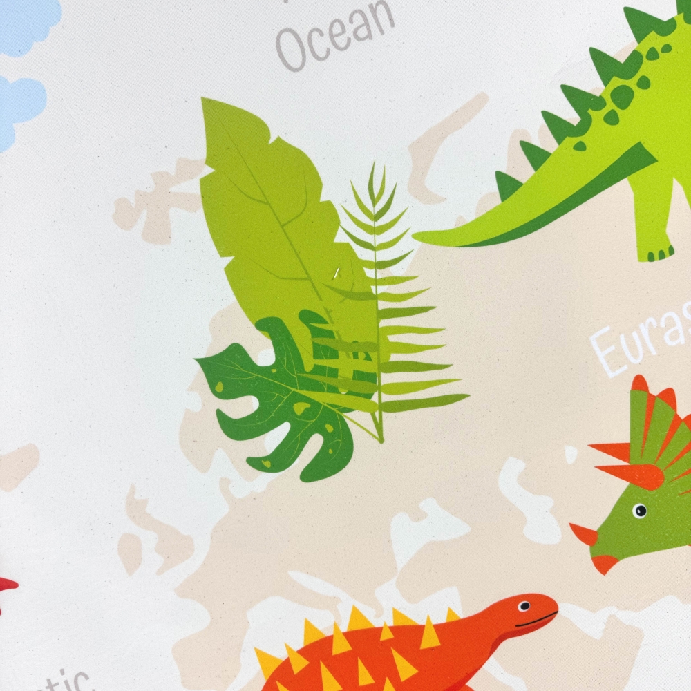 Kinderzimmerteppich Antirutsch mit Dinomuster in Beige
