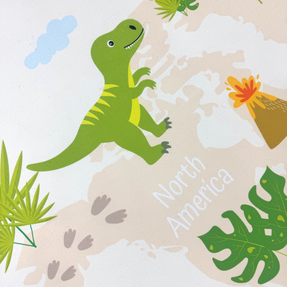 Kinderzimmerteppich Antirutsch mit Dinomuster in Beige