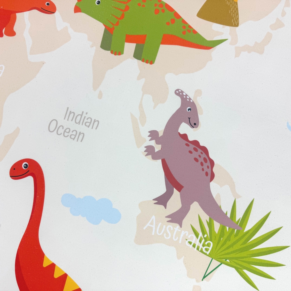 Kinderzimmerteppich Antirutsch mit Dinomuster in Beige