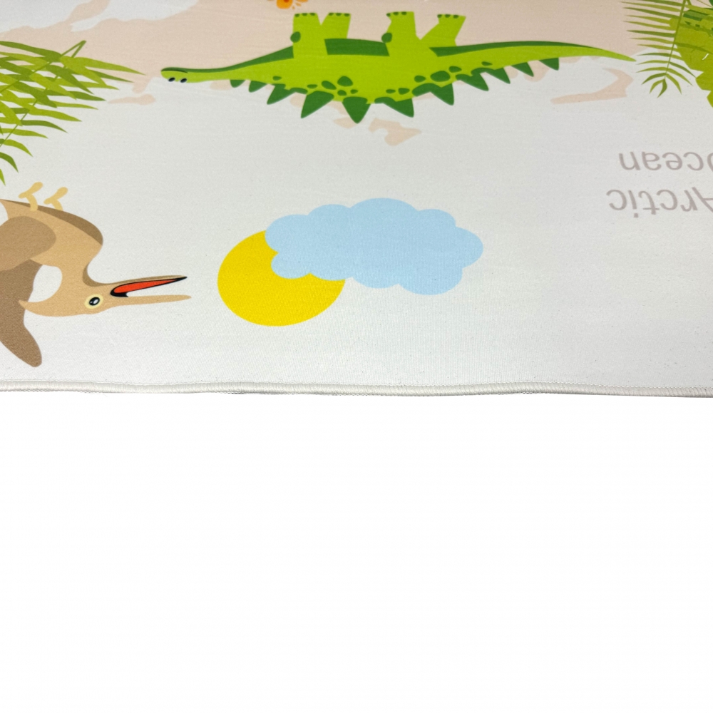 Kinderzimmerteppich Antirutsch mit Dinomuster in Beige