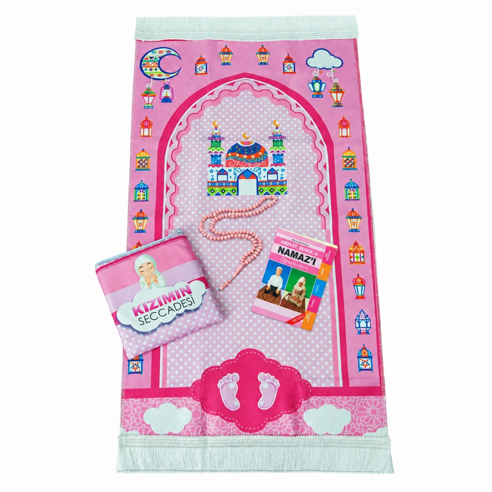 Kinder Gebetsset Rosa mit beigem Gebetskleid und Lernbuch