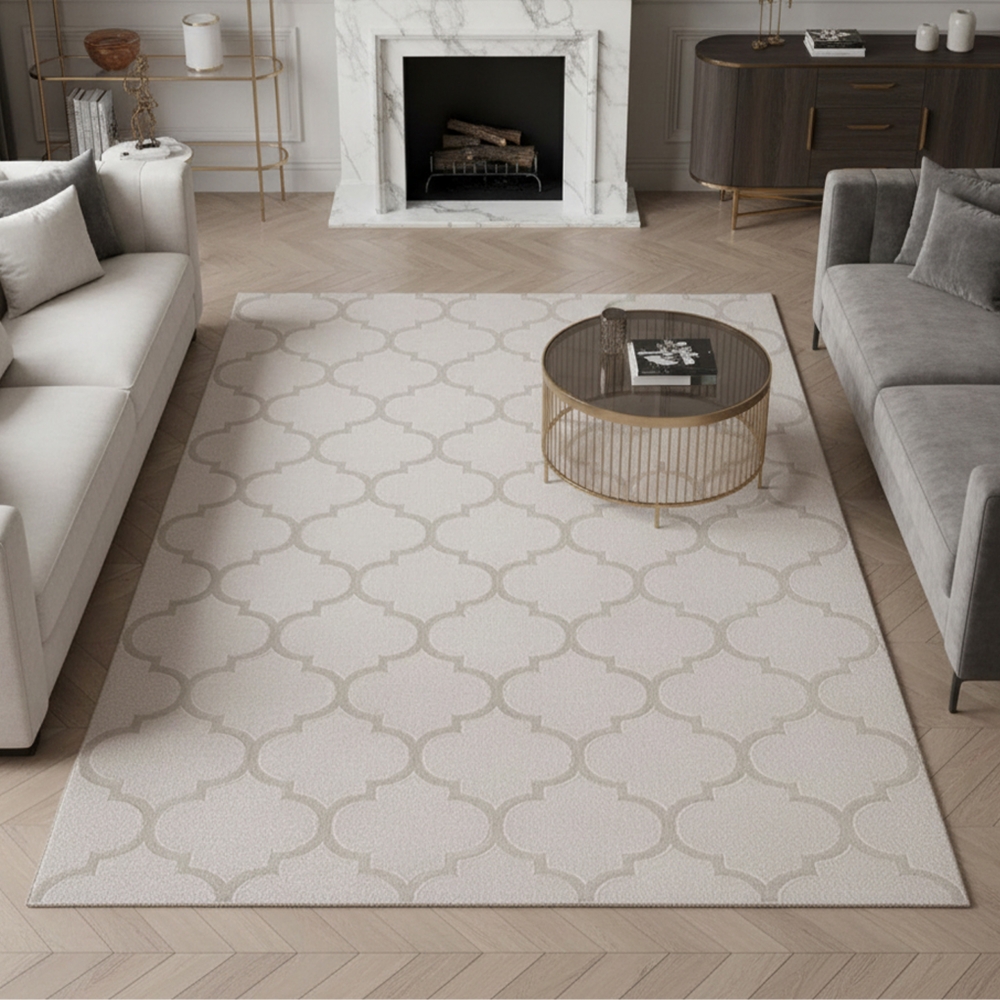 Wohnzimmerteppich Marokkanisches Muster in Beige