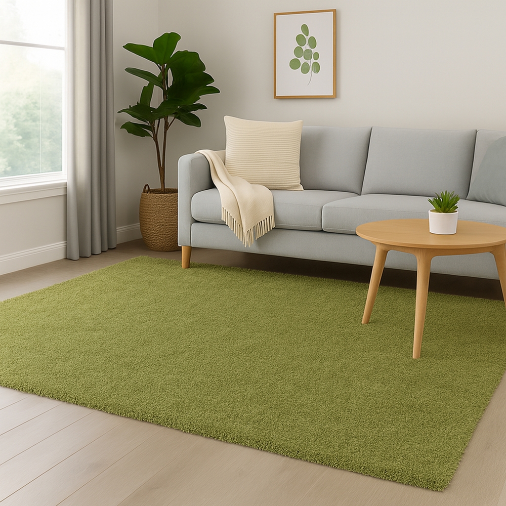 Weicher Shaggy Teppich in Grün – moderner und pflegeleichter Hochflor Teppich