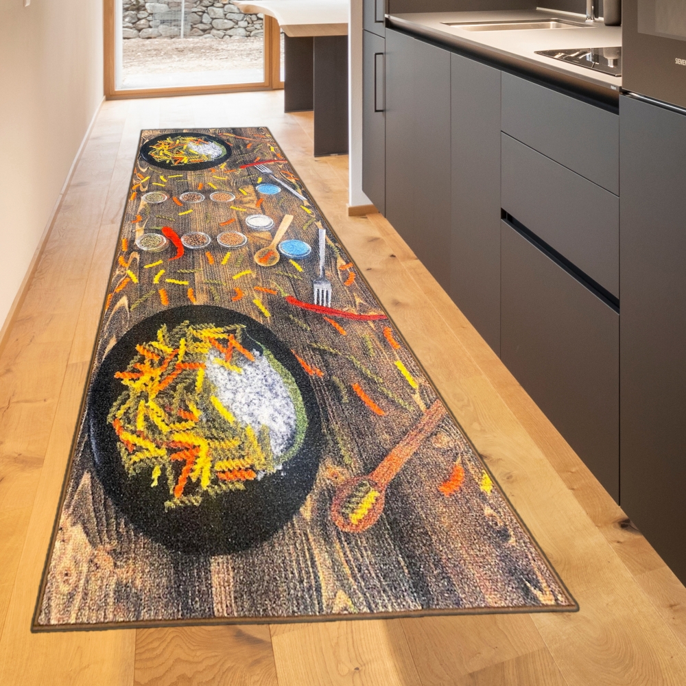 Küchenteppich waschbar Bunte Chilis Rot Grün