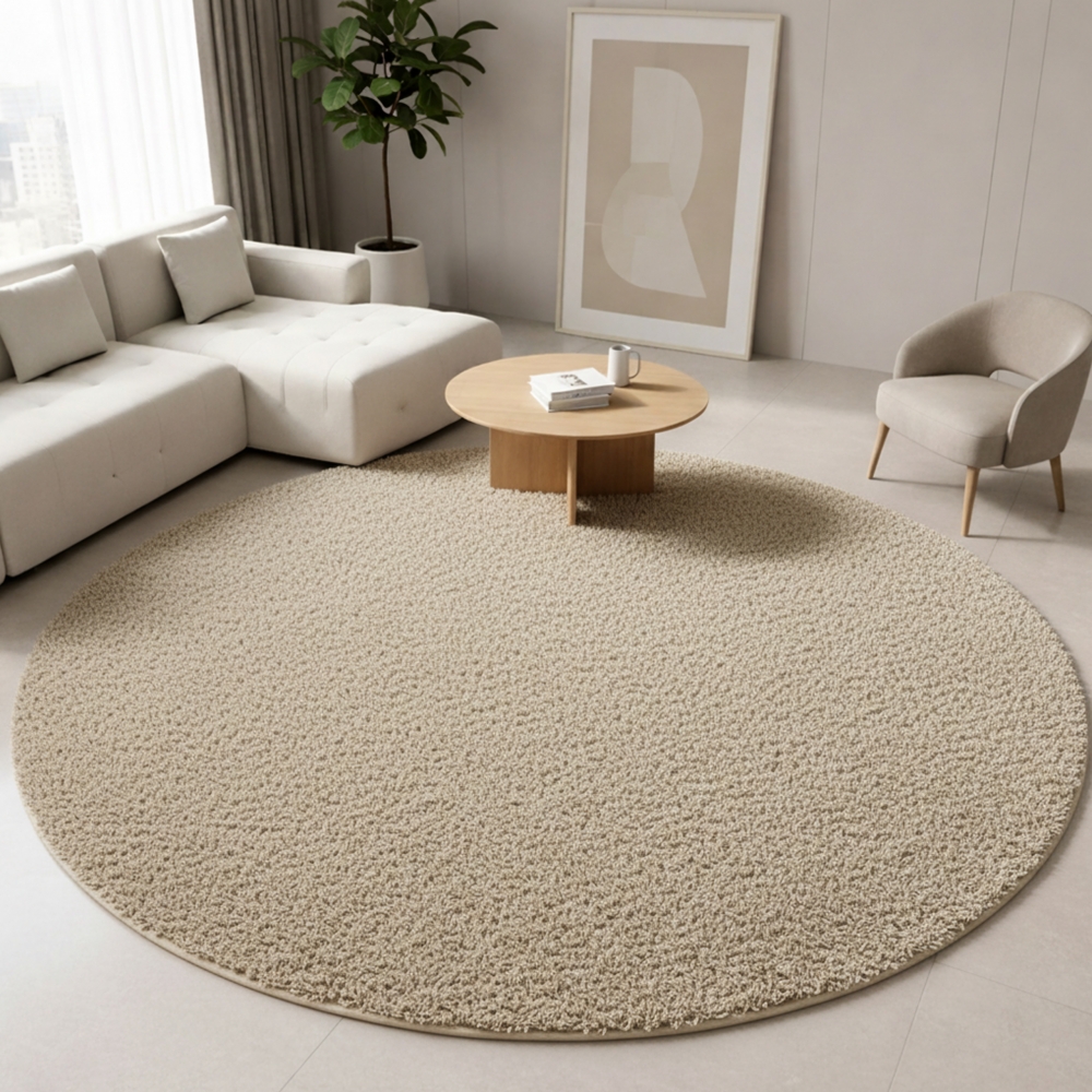 Weicher Shaggy Teppich in Naturbeige – pflegeleichter Hochflor für alle Wohnbereiche