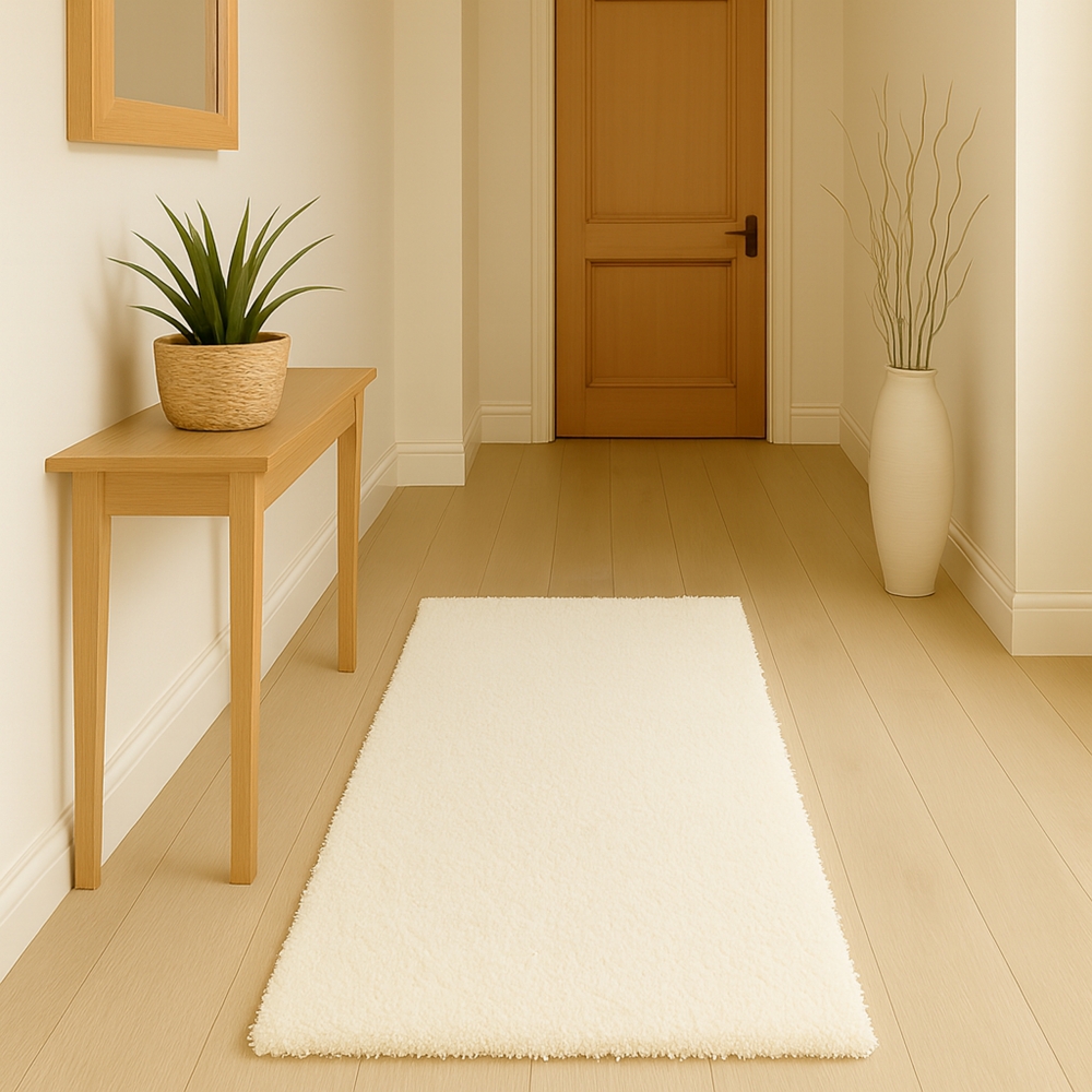 Weicher Shaggy Teppich in Creme – pflegeleichter Hochflor für jeden Wohnbereich