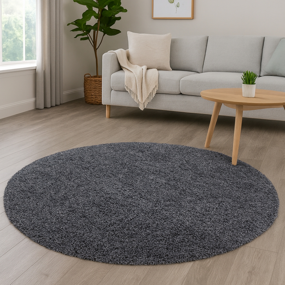 Weicher Shaggy Teppich in Grau – pflegeleichter Hochflor Teppich für alle Wohnräume